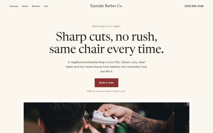 Hot Towel look for a barbershop site