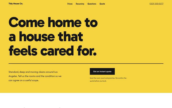 Lemon look for a house cleaning site