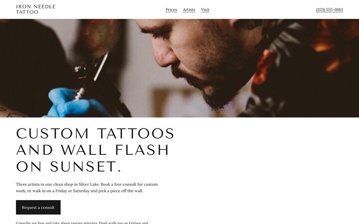 White Cube look for a tattoo studio site