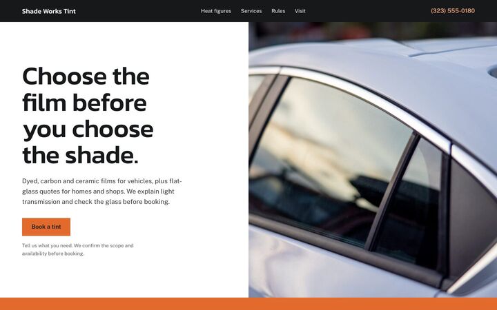 Heat Rejection look for a window tinting site
