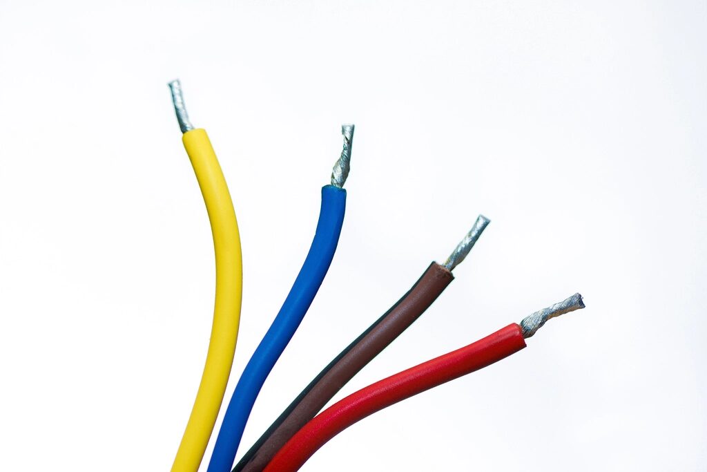 Stripped ends of colored electrical wires