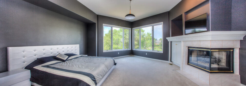 Bedroom with large windows