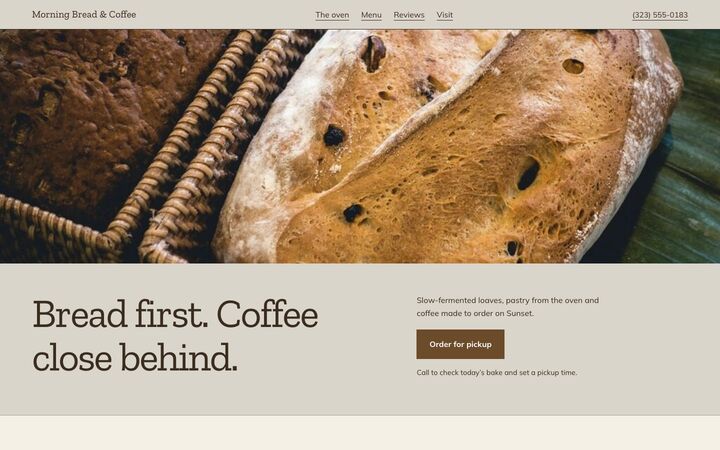 Stone Oven, a bakery and café website