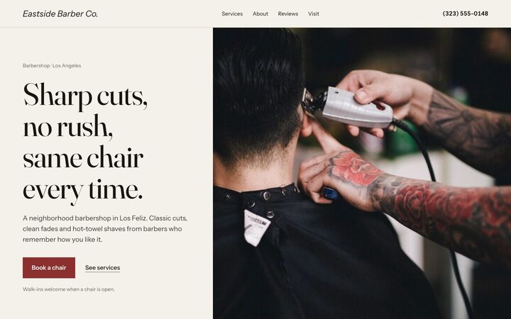 Lineup, a barbershop website