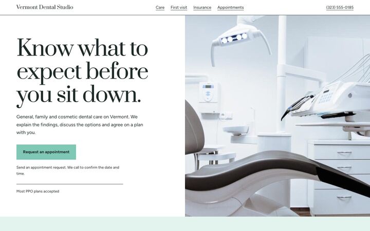 Calm Visit, a dentist website