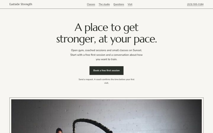 Studio, a gym website
