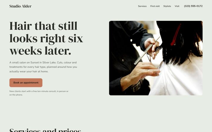Sage, a hair salon website