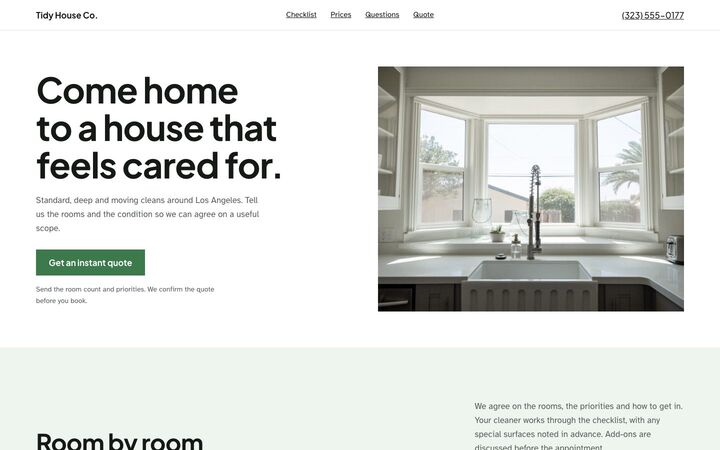 The Checklist, a house cleaning website