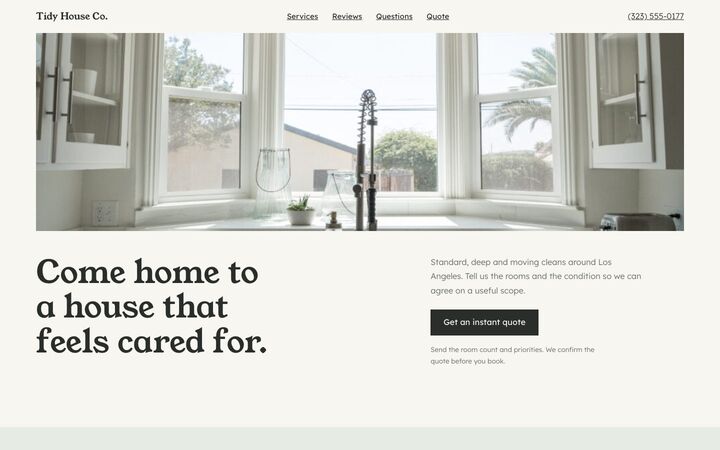 Clean Slate, a house cleaning website