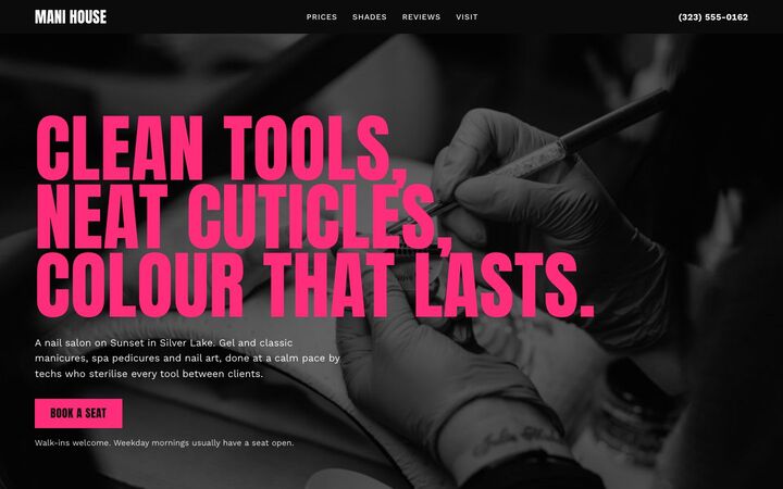 Hot Pink Board, a nail salon website