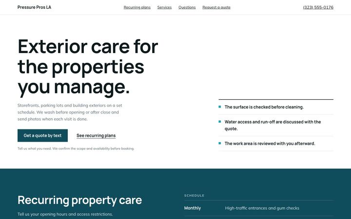 Property Managers, a pressure washing website