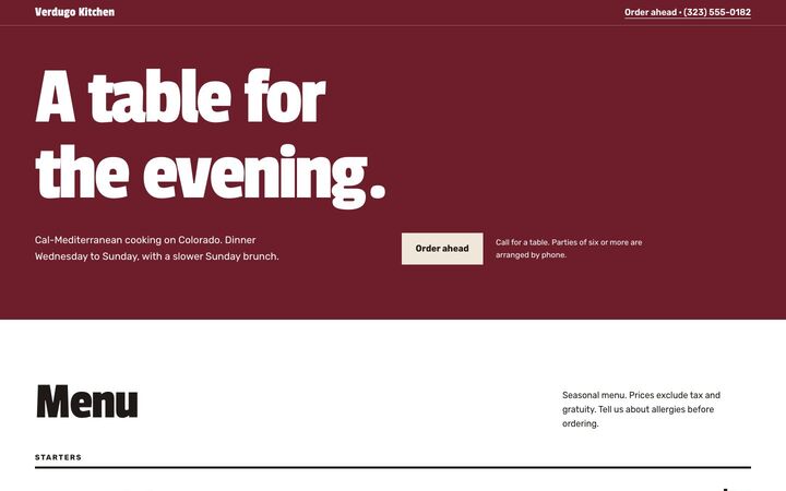 Lunch Counter, a restaurant website