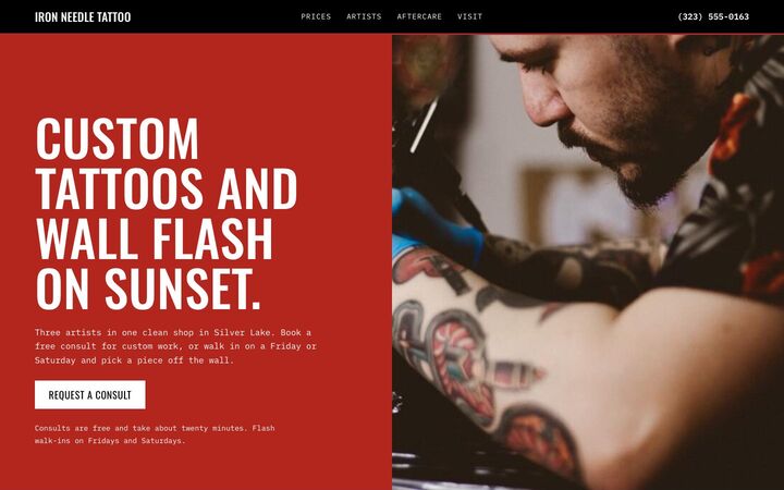 Red Line, a tattoo studio website