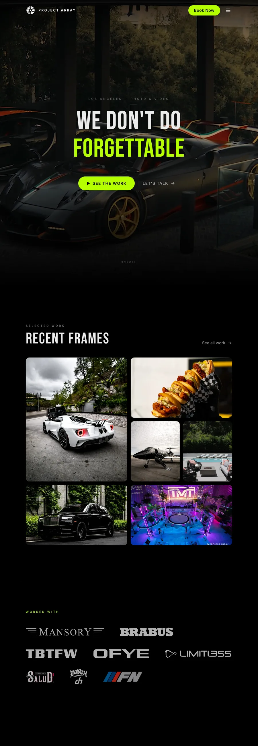 Project Array website, full page